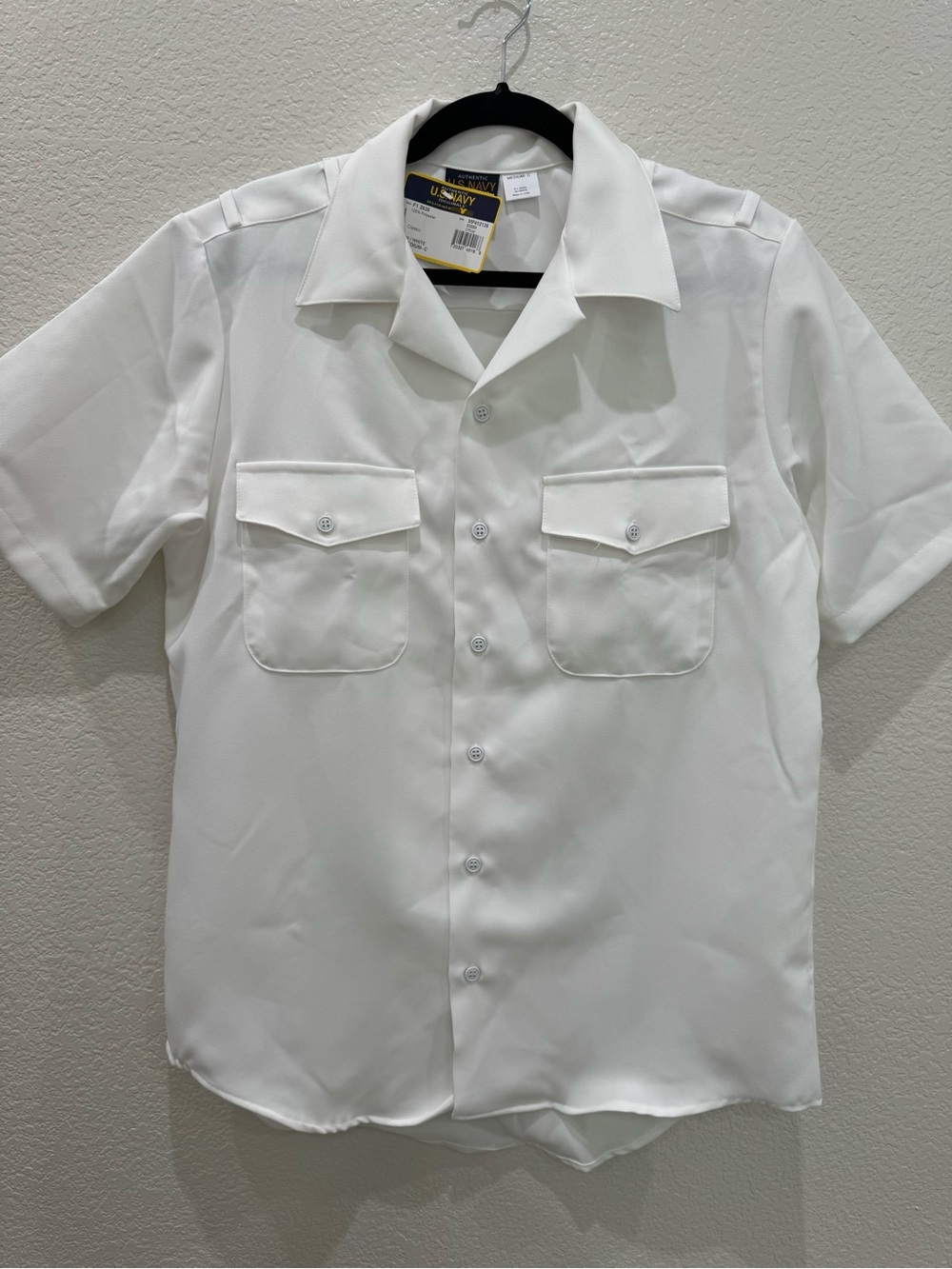 NWT Authentic U.S. Navy Officer Uniform Shirt White Short Sleeve Medium Made USA